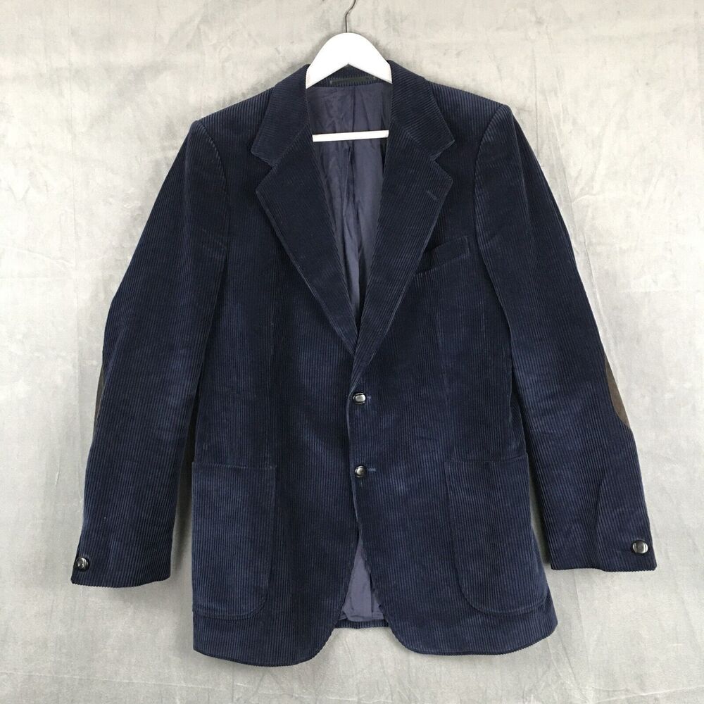 VTG Hail Heidenheim Jacket Coat Navy Blue Corduroy Made in Germany Men's Sz‎ S/M